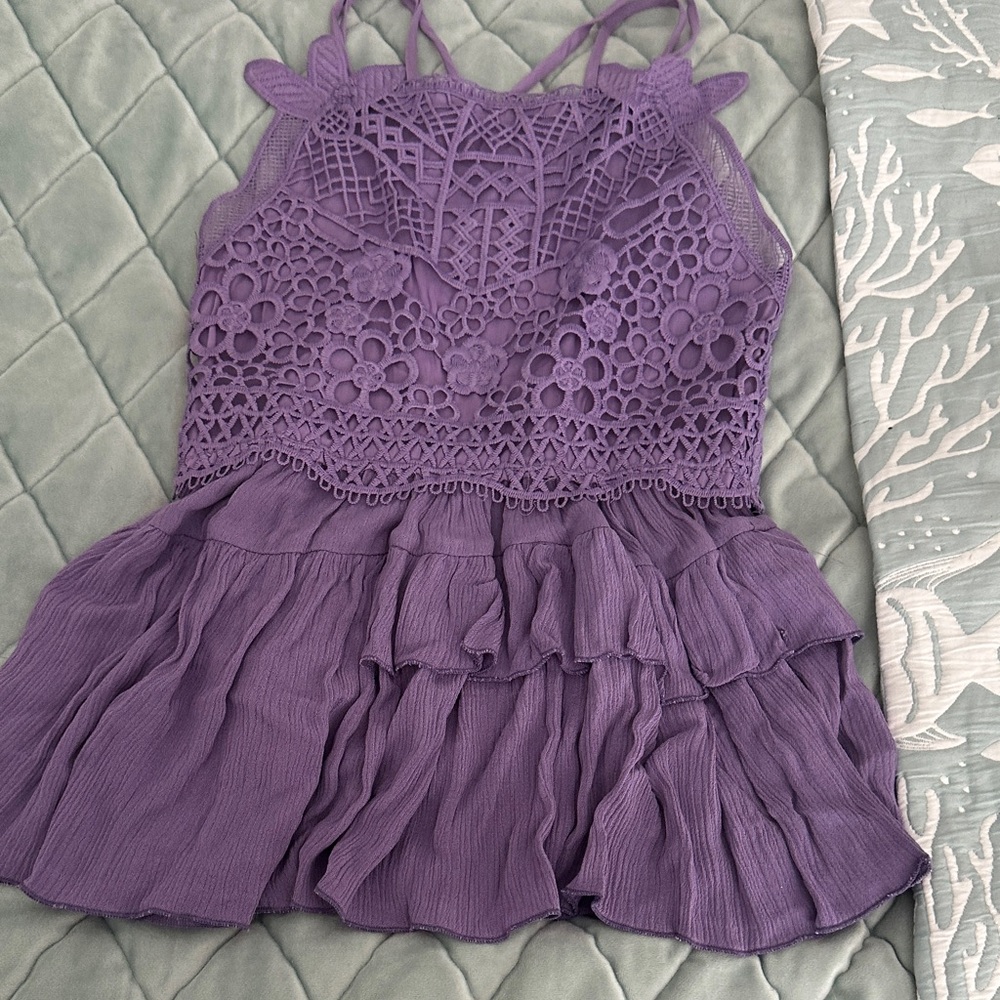 Purple Lace Kids Cross Top